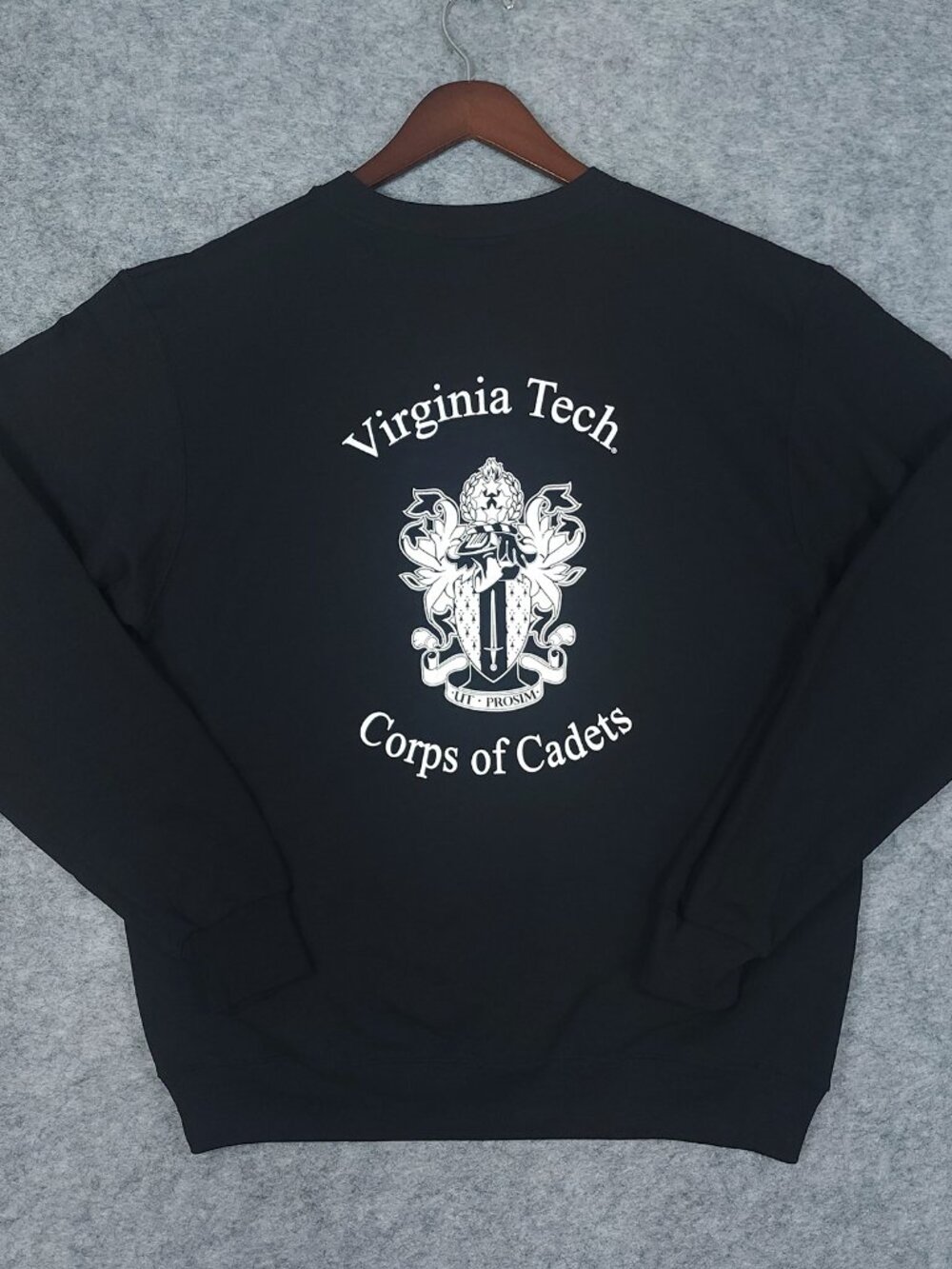 Champion Mens Crewneck Sweatshirt Medium Black Virginia Tech Corps of Cadets